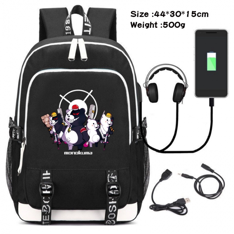Dangan-Ronpa Anime Double Zipper Data Backpack School Bag 44X30X15CM