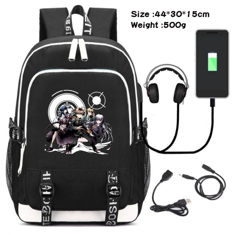 Dangan-Ronpa Anime Double Zipper Data Backpack School Bag 44X30X15CM