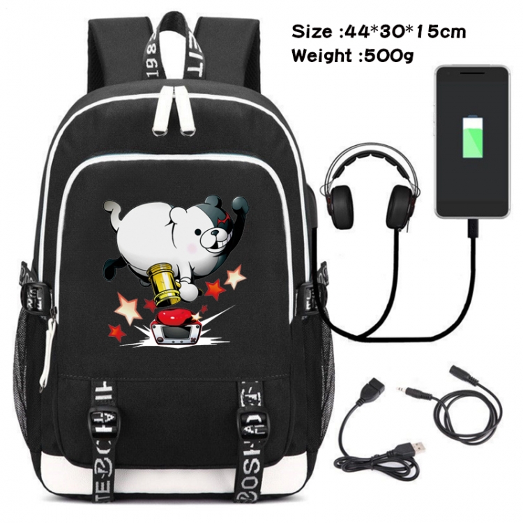 Dangan-Ronpa Anime Double Zipper Data Backpack School Bag 44X30X15CM