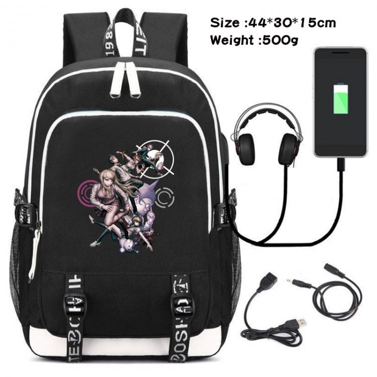 Dangan-Ronpa Anime Double Zipper Data Backpack School Bag 44X30X15CM