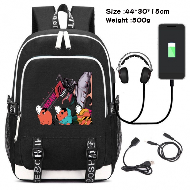 chainsaw man Anime Double Zipper Data Backpack School Bag 44X30X15CM