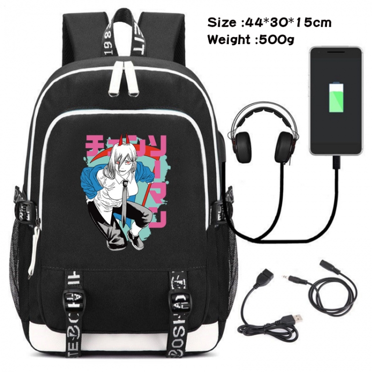 chainsaw man Anime Double Zipper Data Backpack School Bag 44X30X15CM