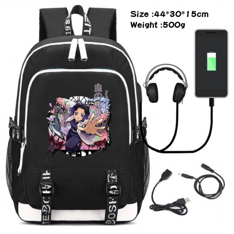 Demon Slayer Kimets  Anime Double Zipper Data Backpack School Bag 44X30X15CM