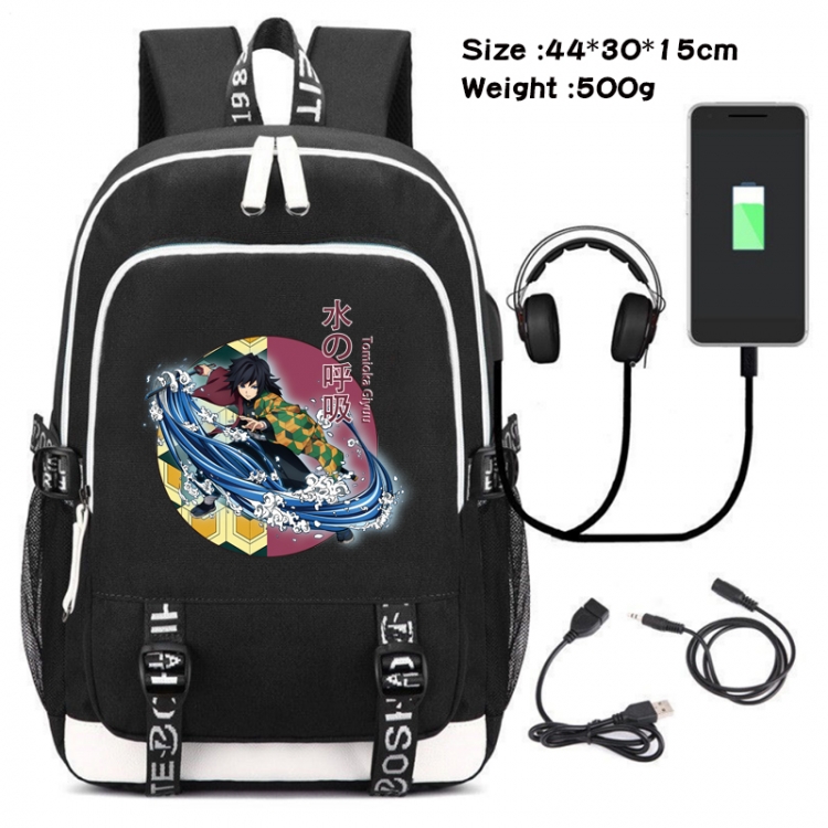 Demon Slayer Kimets  Anime Double Zipper Data Backpack School Bag 44X30X15CM