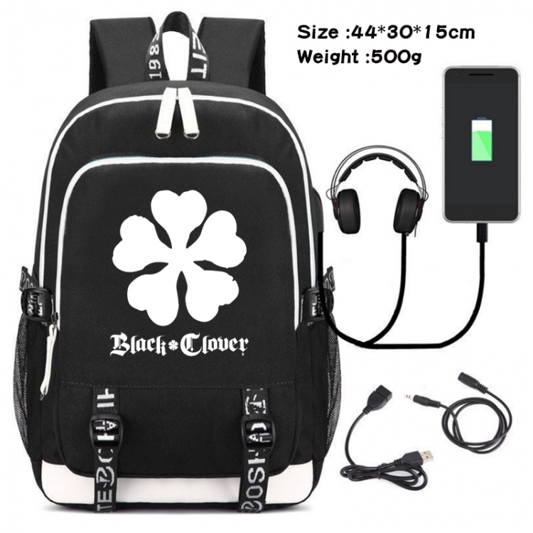 Black Clover  Anime Double Zipper Data Backpack School Bag 44X30X15CM