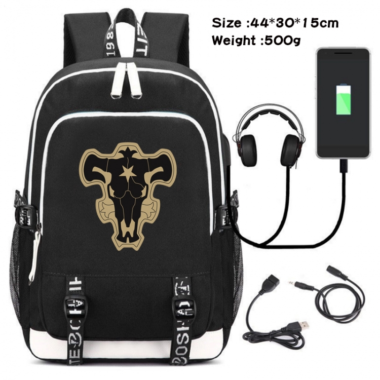 Black Clover  Anime Double Zipper Data Backpack School Bag 44X30X15CM