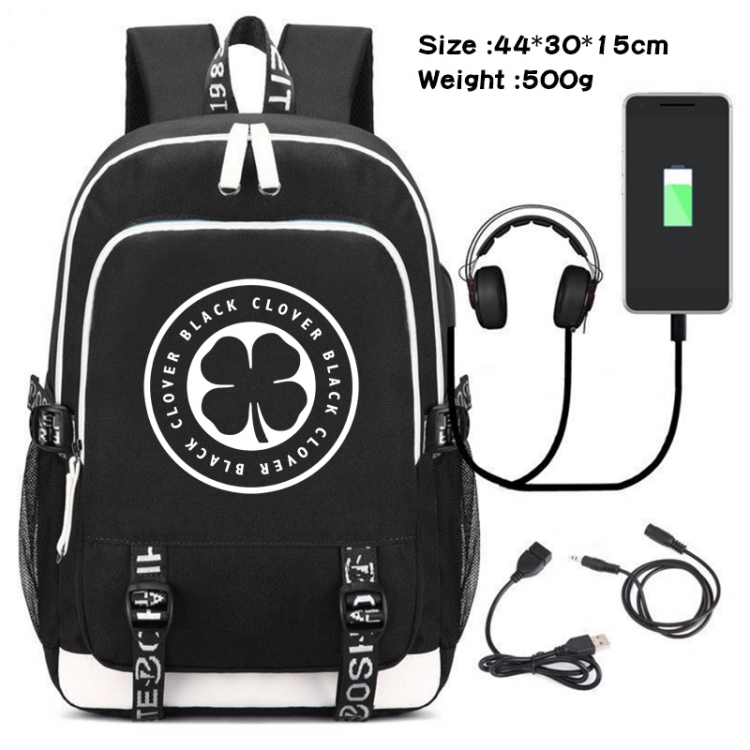 Black Clover  Anime Double Zipper Data Backpack School Bag 44X30X15CM