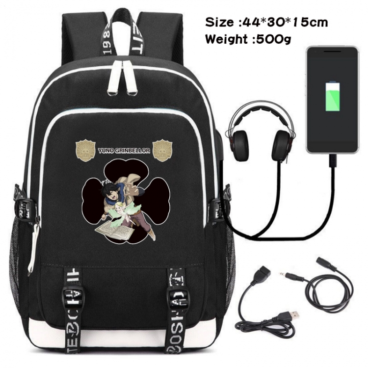 Black Clover  Anime Double Zipper Data Backpack School Bag 44X30X15CM