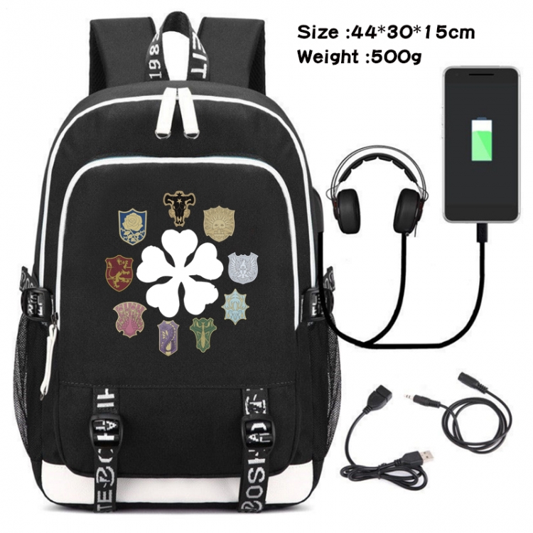 Black Clover  Anime Double Zipper Data Backpack School Bag 44X30X15CM