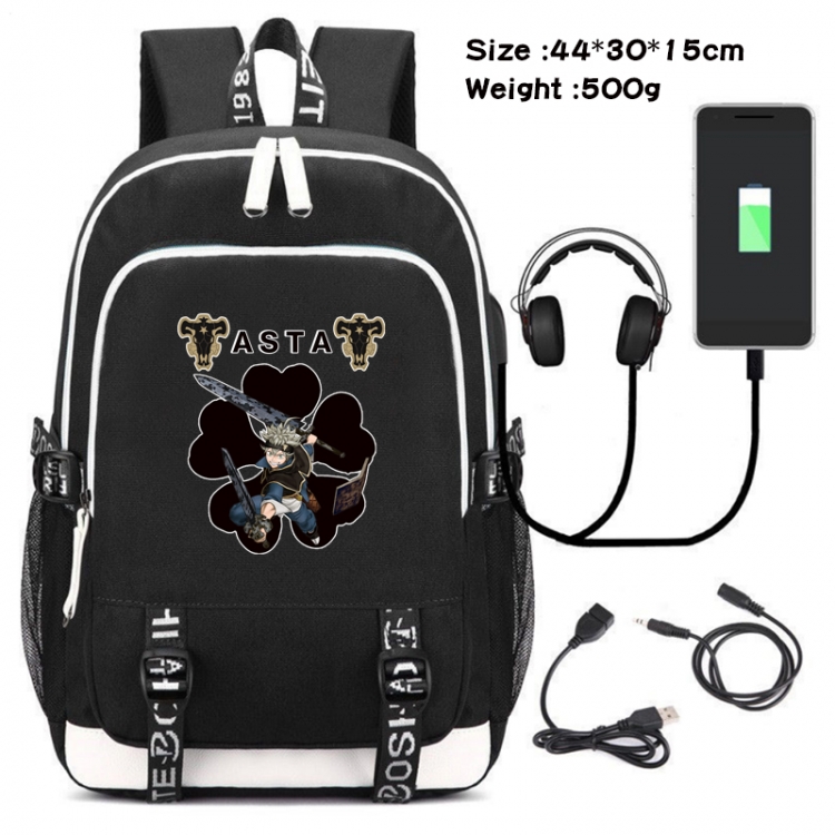 Black Clover  Anime Double Zipper Data Backpack School Bag 44X30X15CM