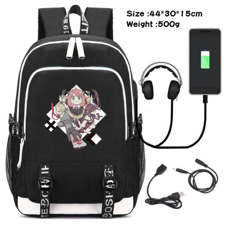 SPY×FAMILY  Anime Double Zipper Data Backpack School Bag 44X30X15CM