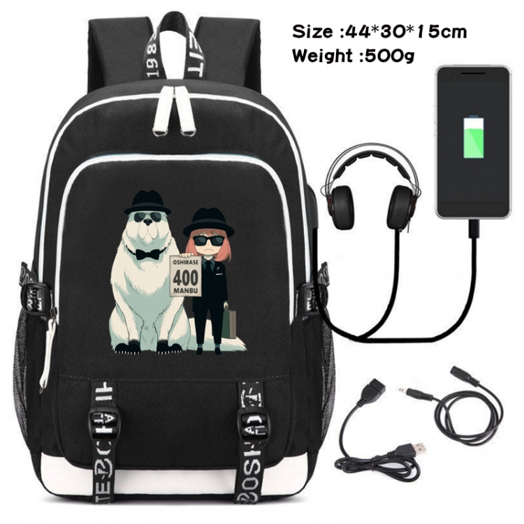 SPY×FAMILY  Anime Double Zipper Data Backpack School Bag 44X30X15CM