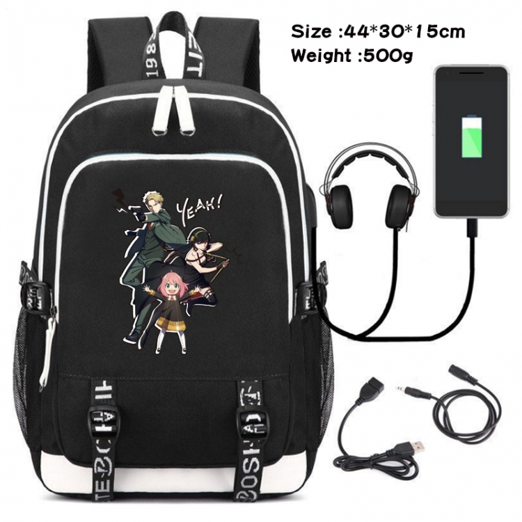 SPY×FAMILY  Anime Double Zipper Data Backpack School Bag 44X30X15CM