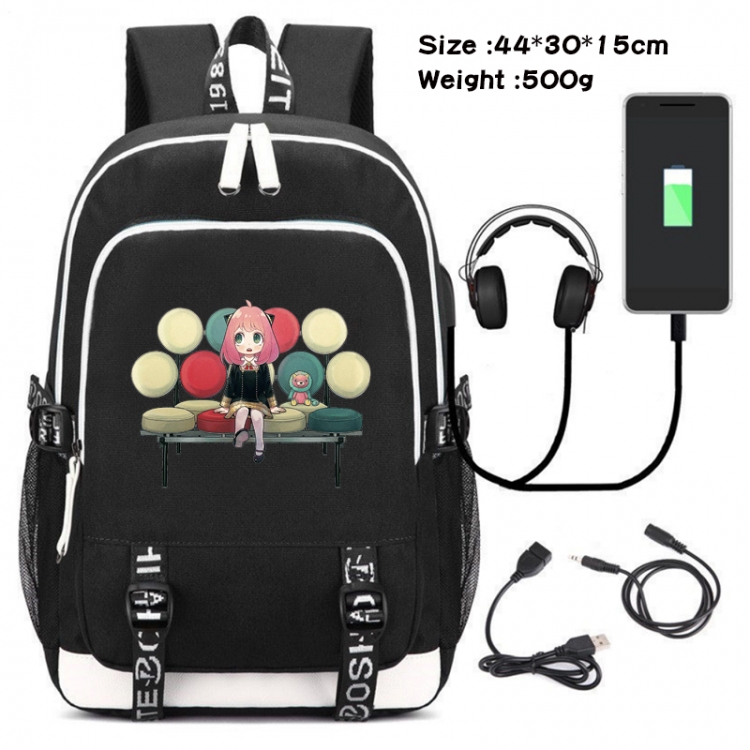 SPY×FAMILY  Anime Double Zipper Data Backpack School Bag 44X30X15CM