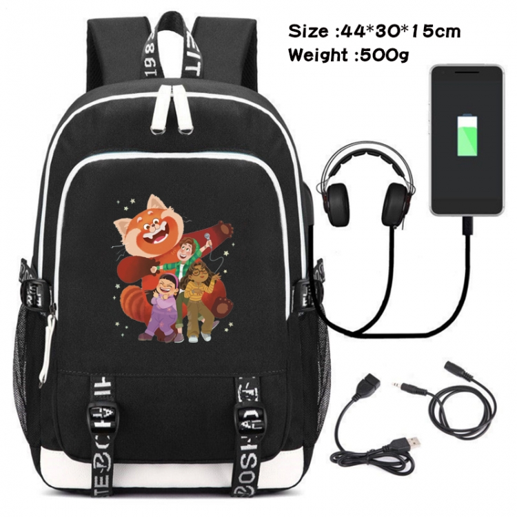 Turning Red Outdoor Anime Double Zipper Data Backpack School Bag 44X30X15CM