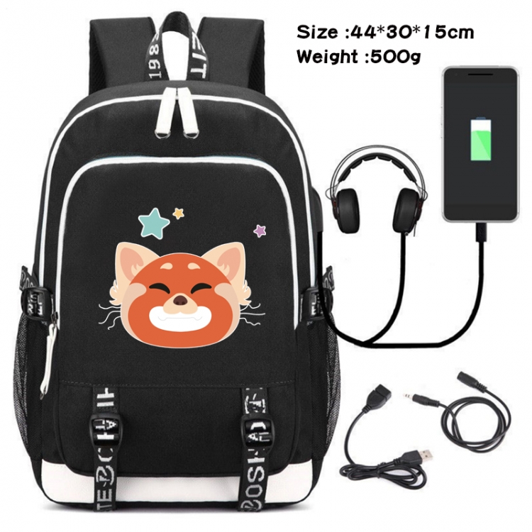 Turning Red Outdoor Anime Double Zipper Data Backpack School Bag 44X30X15CM