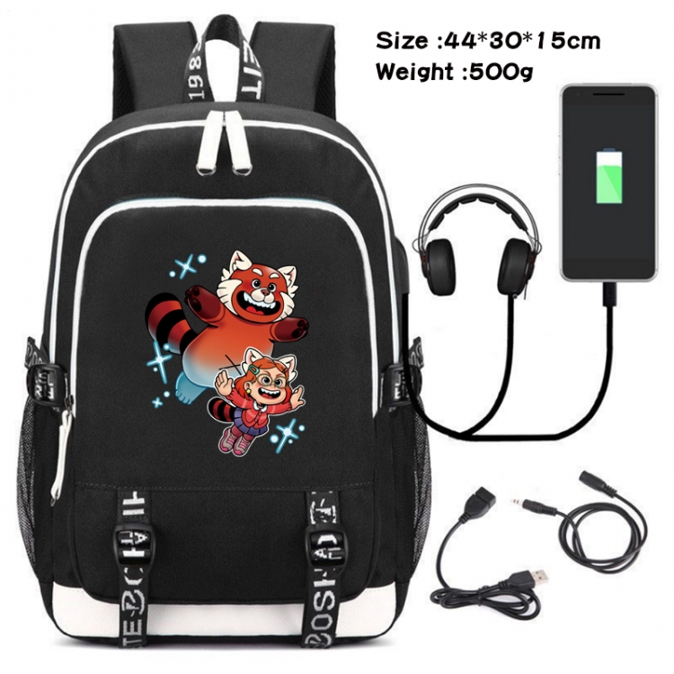 Turning Red Outdoor Anime Double Zipper Data Backpack School Bag 44X30X15CM