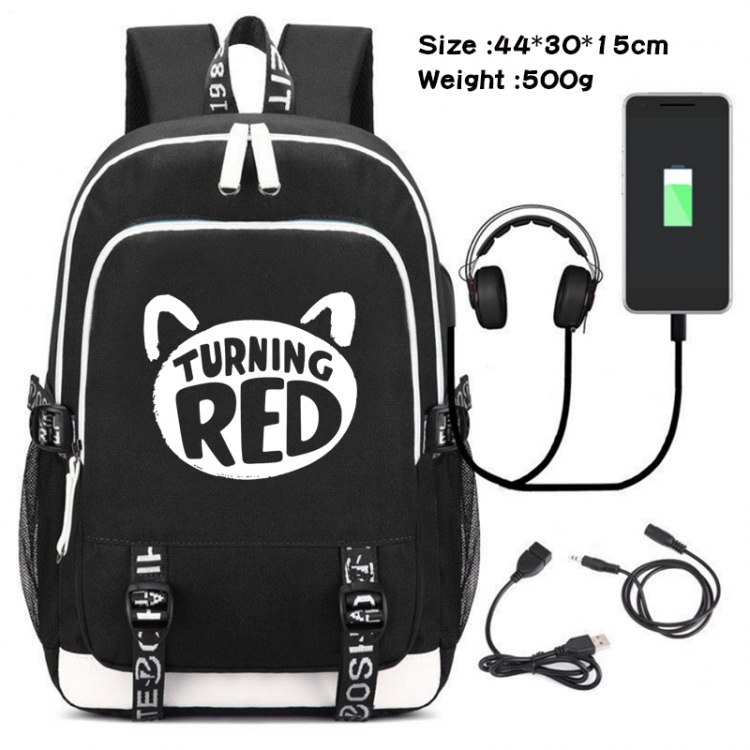 Turning Red Outdoor Anime Double Zipper Data Backpack School Bag 44X30X15CM