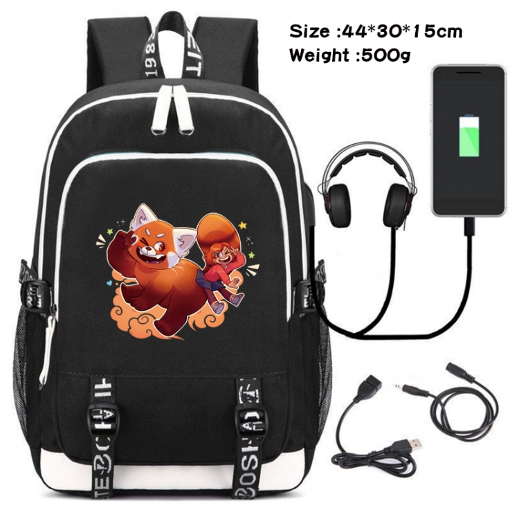 Turning Red Outdoor Anime Double Zipper Data Backpack School Bag 44X30X15CM