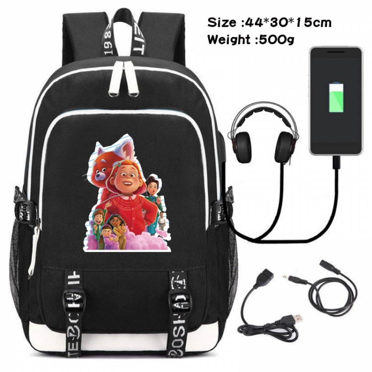 Turning Red Outdoor Anime Double Zipper Data Backpack School Bag 44X30X15CM