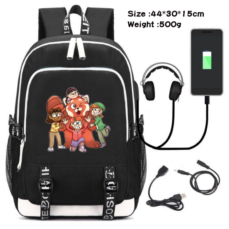 Turning Red Outdoor Anime Double Zipper Data Backpack School Bag 44X30X15CM