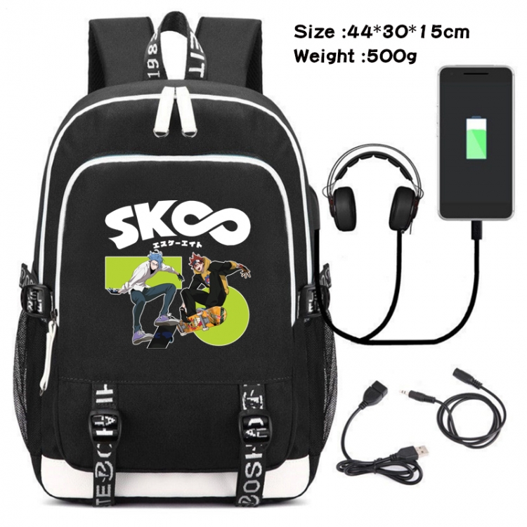 SK∞ Anime Double Zipper Data Backpack School Bag 44X30X15CM