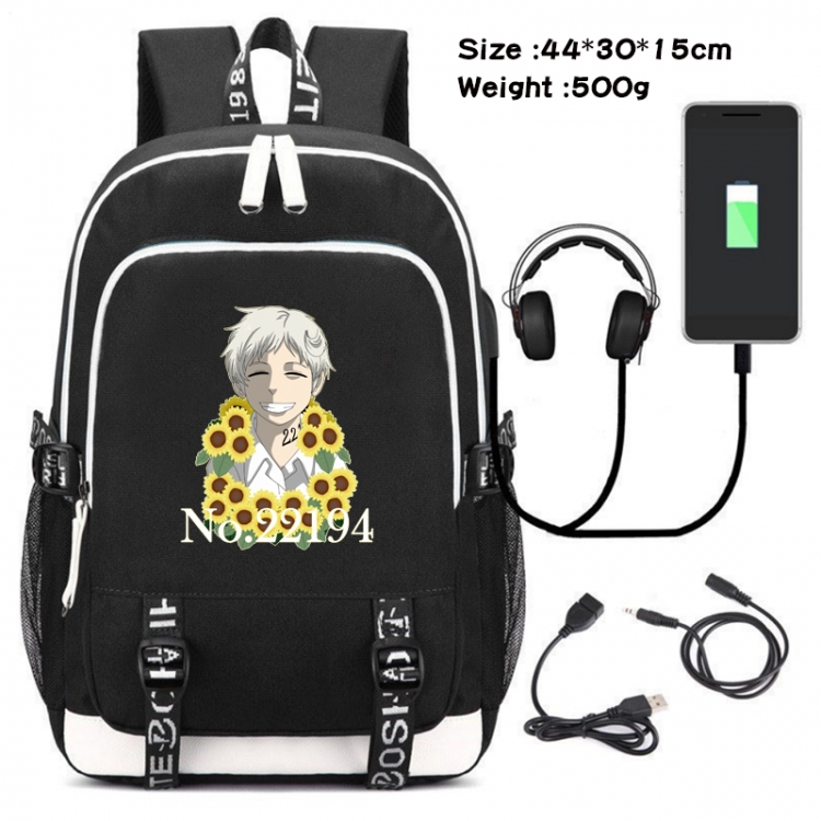 The Promised Neverla Anime Double Zipper Data Backpack School Bag 44X30X15CM