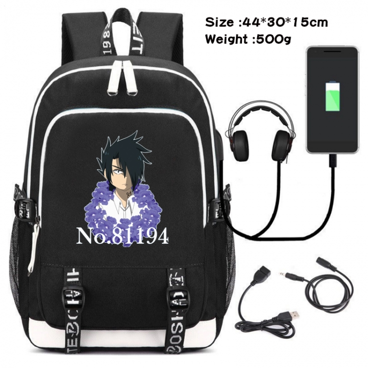 The Promised Neverla Anime Double Zipper Data Backpack School Bag 44X30X15CM