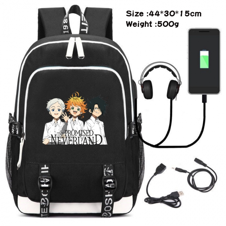 The Promised Neverla Anime Double Zipper Data Backpack School Bag 44X30X15CM