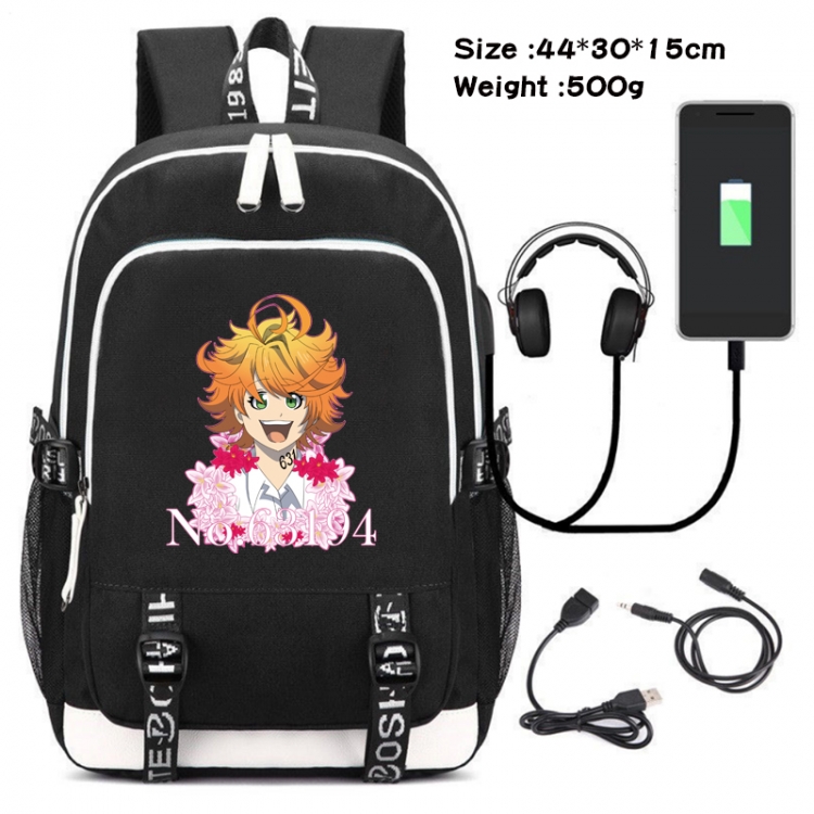 The Promised Neverla Anime Double Zipper Data Backpack School Bag 44X30X15CM