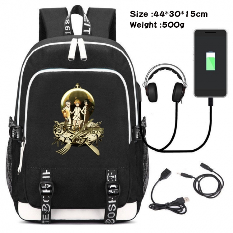 The Promised Neverla Anime Double Zipper Data Backpack School Bag 44X30X15CM