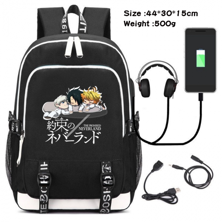 The Promised Neverla Anime Double Zipper Data Backpack School Bag 44X30X15CM