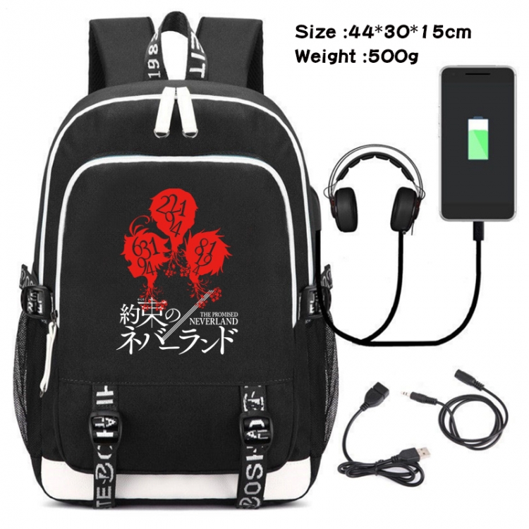 The Promised Neverla Anime Double Zipper Data Backpack School Bag 44X30X15CM