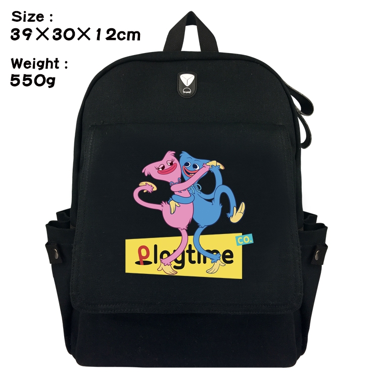 poppy playtime Anime Canvas Headphone Hole Flip Backpack Backpack School Bag 39X30X12CM