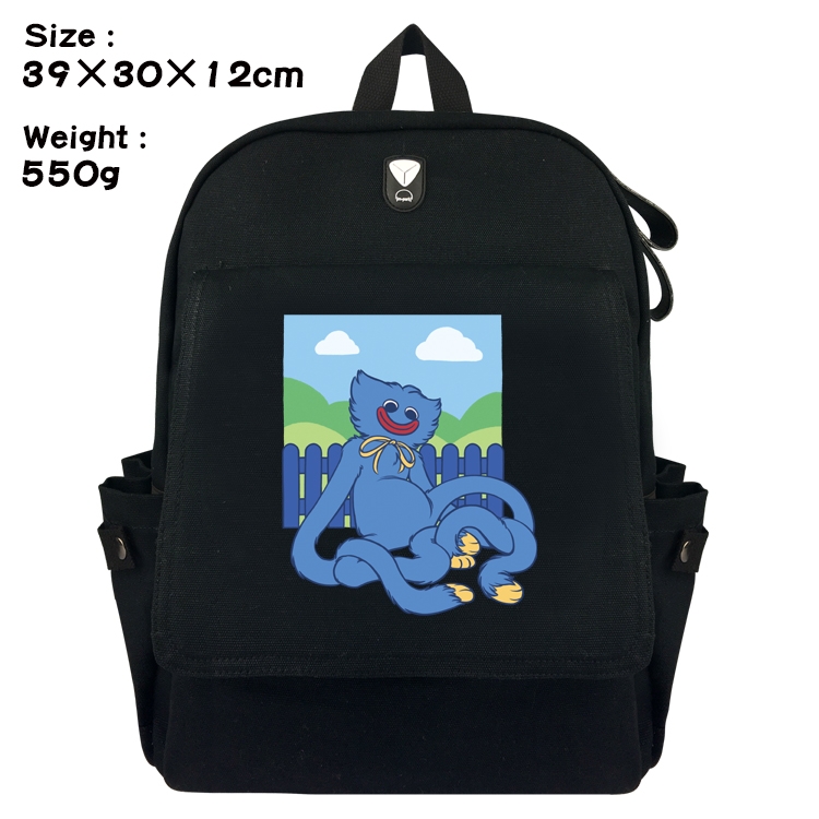 poppy playtime Anime Canvas Headphone Hole Flip Backpack Backpack School Bag 39X30X12CM