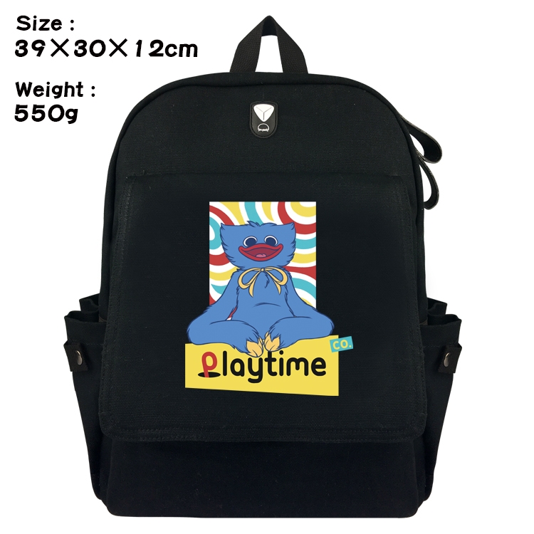 poppy playtime Anime Canvas Headphone Hole Flip Backpack Backpack School Bag 39X30X12CM