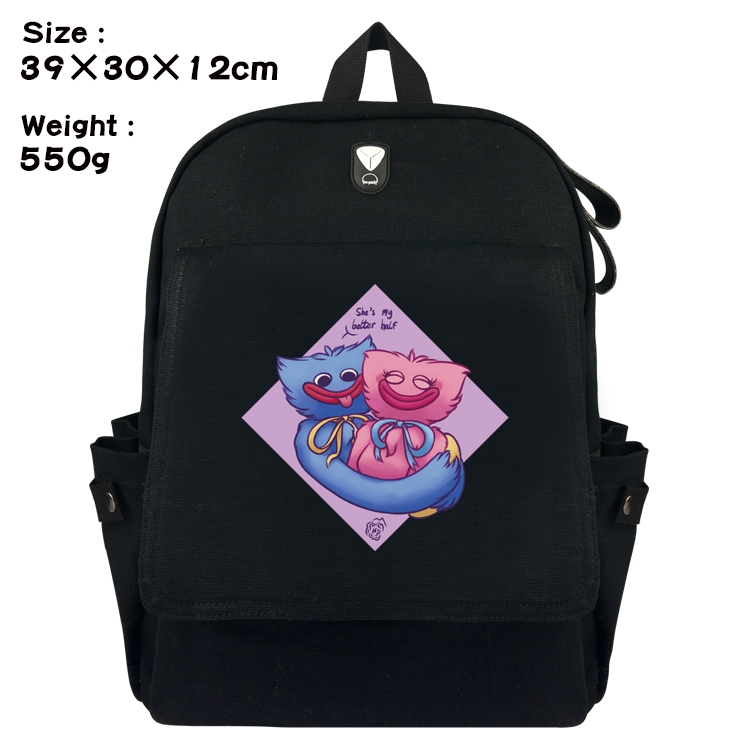 poppy playtime Anime Canvas Headphone Hole Flip Backpack Backpack School Bag 39X30X12CM