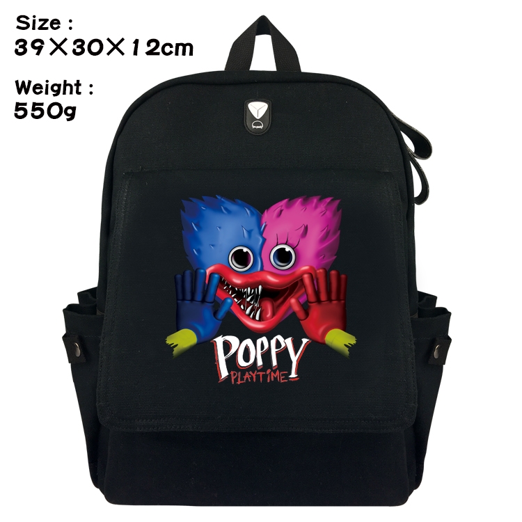 poppy playtime Anime Canvas Headphone Hole Flip Backpack Backpack School Bag 39X30X12CM