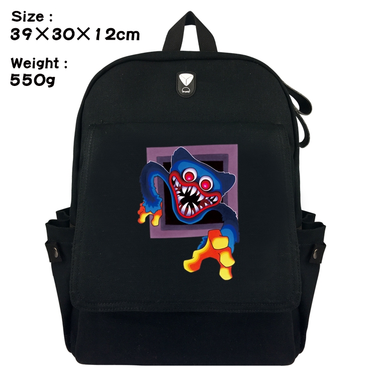 poppy playtime Anime Canvas Headphone Hole Flip Backpack Backpack School Bag 39X30X12CM