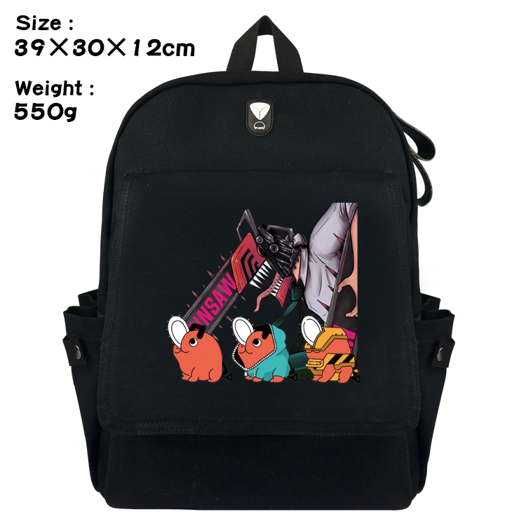 chainsaw man  Anime Canvas Headphone Hole Flip Backpack Backpack School Bag 39X30X12CM