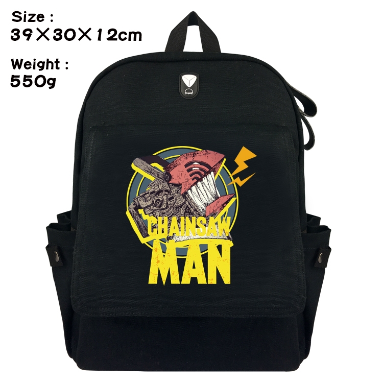 chainsaw man  Anime Canvas Headphone Hole Flip Backpack Backpack School Bag 39X30X12CM