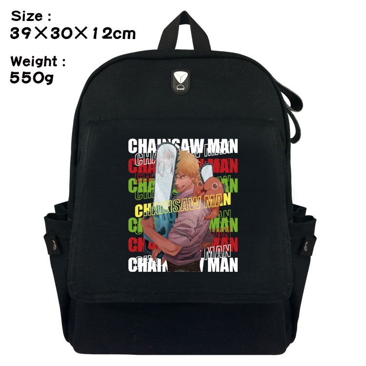 chainsaw man  Anime Canvas Headphone Hole Flip Backpack Backpack School Bag 39X30X12CM