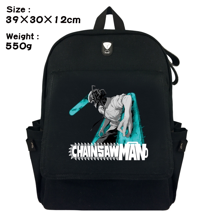 chainsaw man  Anime Canvas Headphone Hole Flip Backpack Backpack School Bag 39X30X12CM