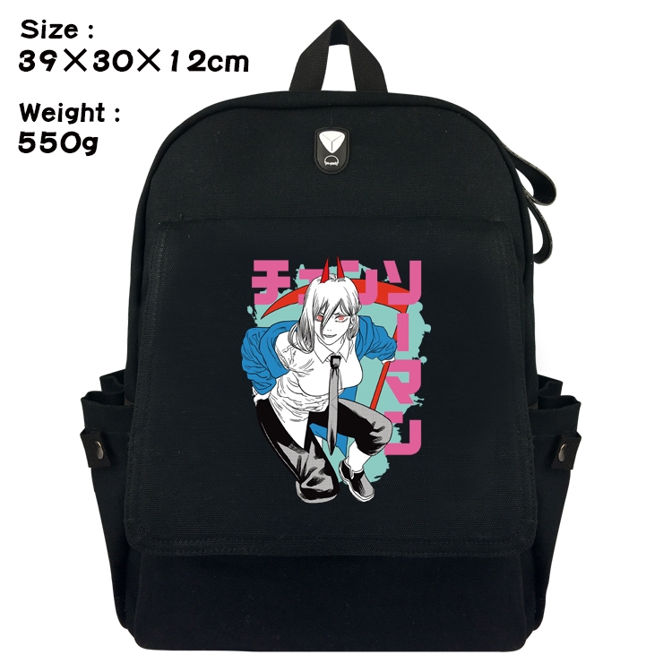 chainsaw man  Anime Canvas Headphone Hole Flip Backpack Backpack School Bag 39X30X12CM