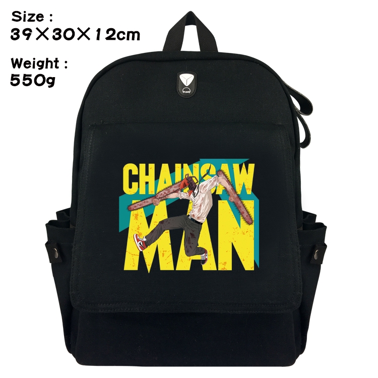 chainsaw man  Anime Canvas Headphone Hole Flip Backpack Backpack School Bag 39X30X12CM