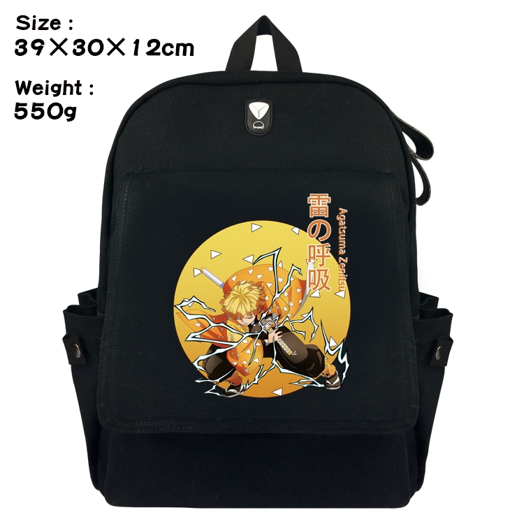 Demon Slayer Kimets Anime Canvas Headphone Hole Flip Backpack Backpack School Bag 39X30X12CM