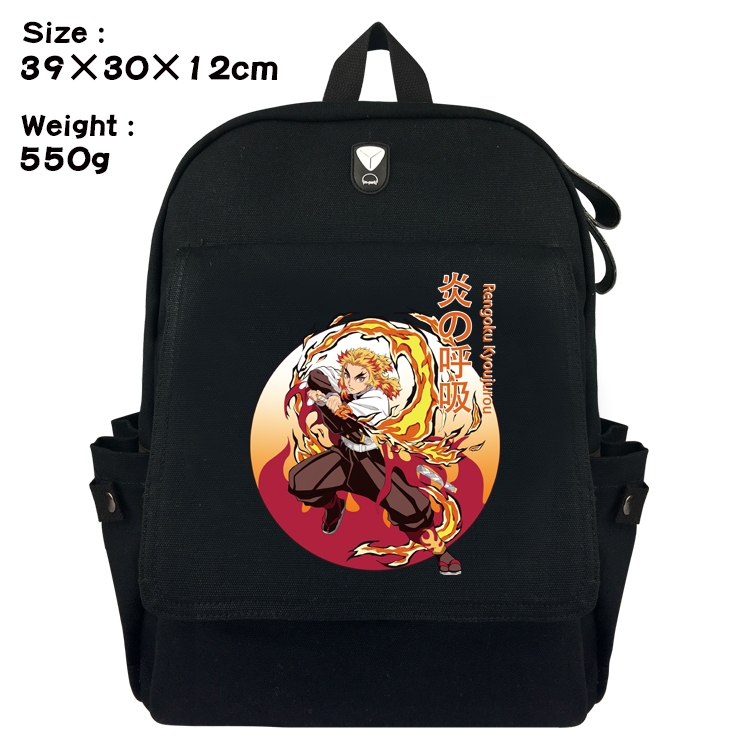 Demon Slayer Kimets Anime Canvas Headphone Hole Flip Backpack Backpack School Bag 39X30X12CM