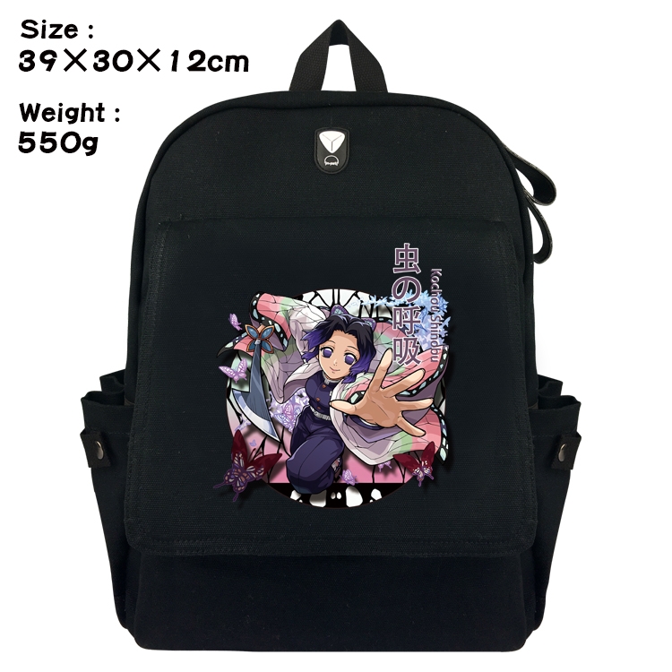 Demon Slayer Kimets Anime Canvas Headphone Hole Flip Backpack Backpack School Bag 39X30X12CM