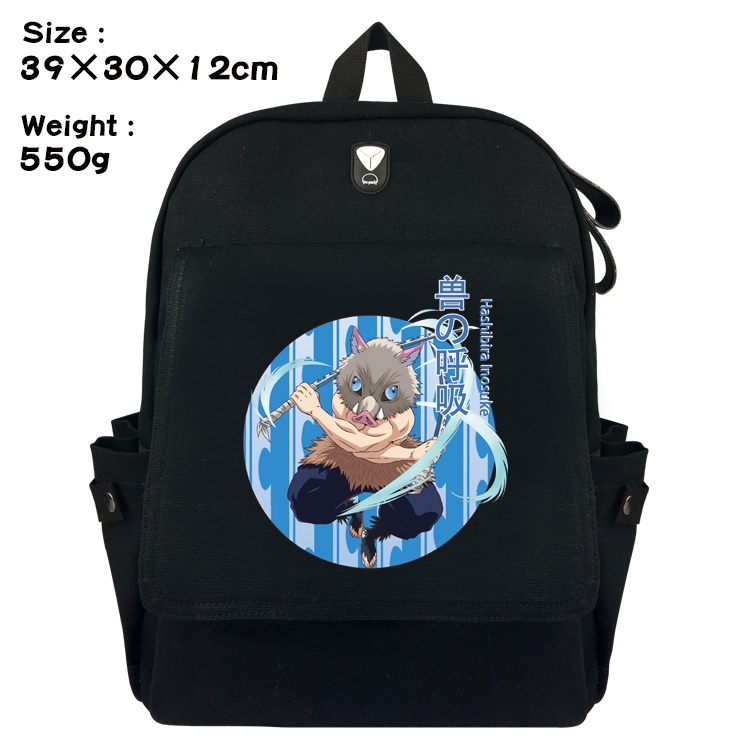 Demon Slayer Kimets Anime Canvas Headphone Hole Flip Backpack Backpack School Bag 39X30X12CM