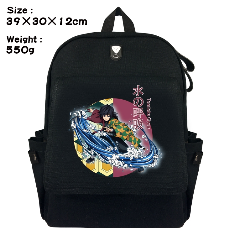 Demon Slayer Kimets Anime Canvas Headphone Hole Flip Backpack Backpack School Bag 39X30X12CM